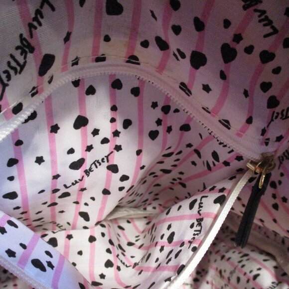 Betsey Johnson Woman Medium 17x15x5 Black White Pink Panda Hooded Backpack